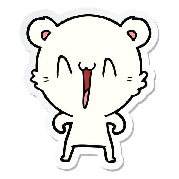 Sticker van een gelukkige ijsbeer cartoon — Stockvector