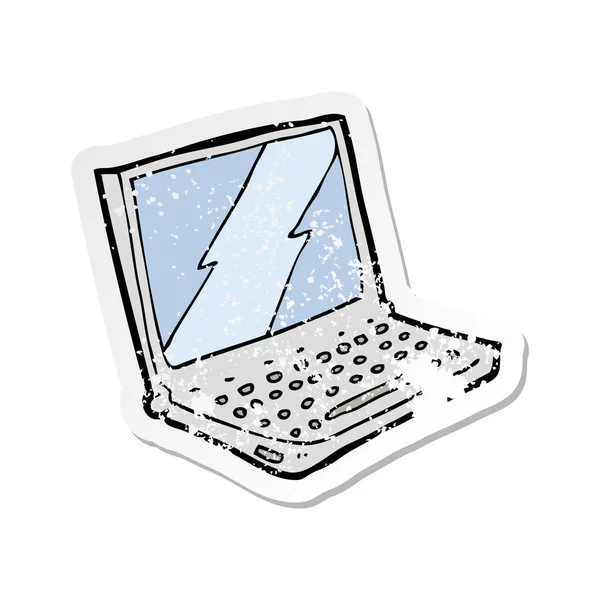 Retro distressed sticker of a cartoon laptop computer — Stock Vector