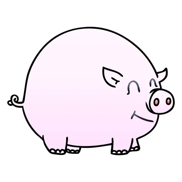 Gradient Schattierte Schrullige Cartoon Schwein — Stockvektor