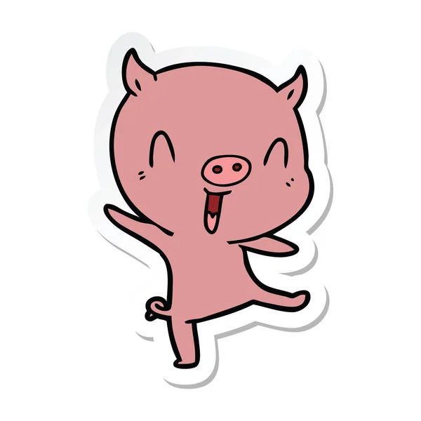 Etiqueta de uma dança de porco de desenho animado —  Vetores de Stock