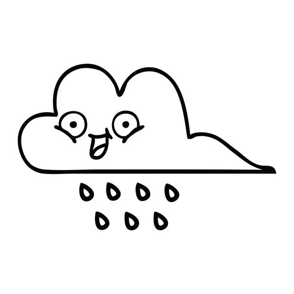 Γραμμικό σχέδιο κινούμενα σχέδια καταιγίδα σύννεφο βροχής — Διανυσματικό Αρχείο