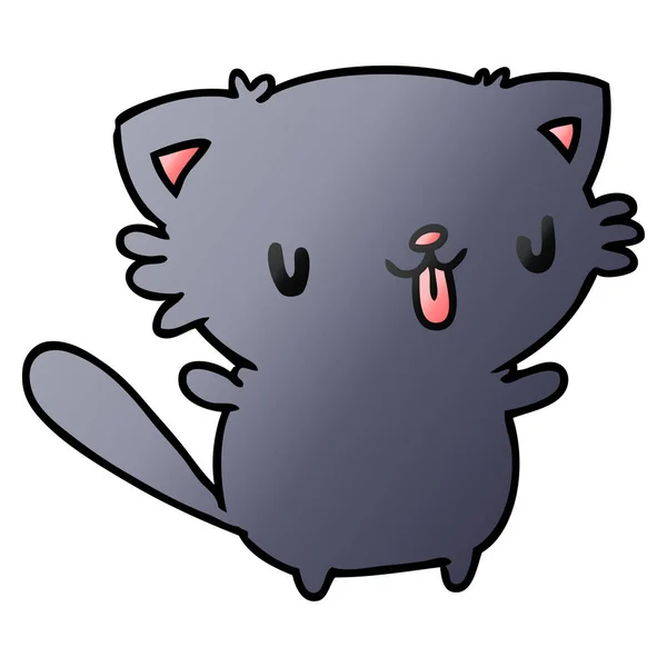 Gradiente Desenho Animado Ilustração Gato Bonito Kawaii —  Vetores de Stock