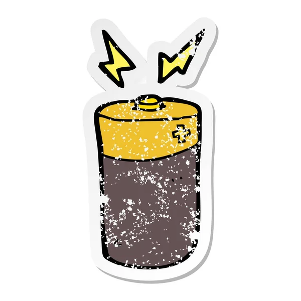 Nödställda Klistermärke Cartoon Batteri — Stock vektor