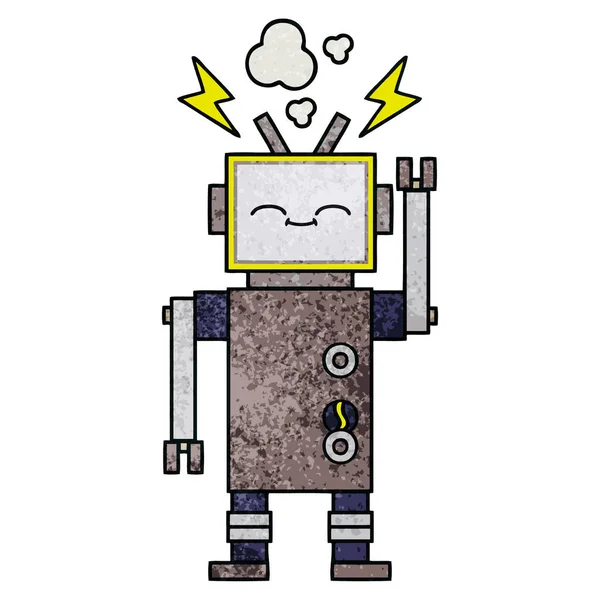 机器人的复古格格纹理卡通 — 图库矢量图片
