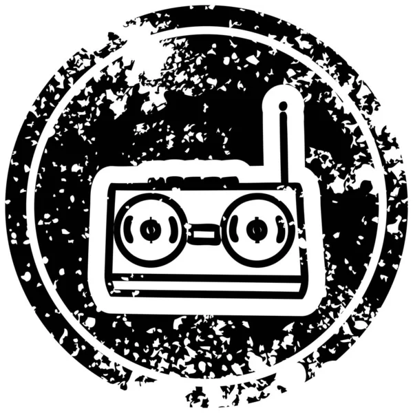 Radio reproductor de cassette icono angustiado — Archivo Imágenes Vectoriales