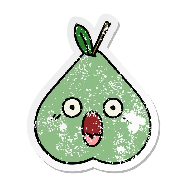 Страшна наклейка милої мультяшної зеленої груші — стоковий вектор