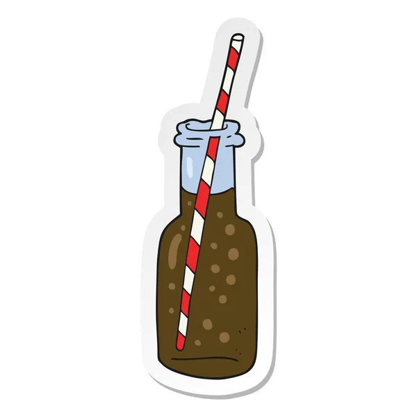 Sticker of a cartoon fizzy drink bottle — Stock Vector