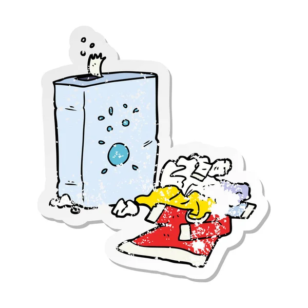 Toz ve çamaşır yıkama bir karikatür sıkıntılı etiket — Stok Vektör