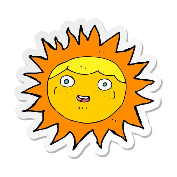 Sticker of a sun cartoon character — Stock Vector