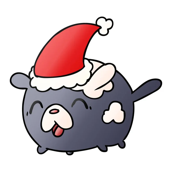 Hand Dras Christmas Gradient Tecknade Kawaii Hund — Stock vektor