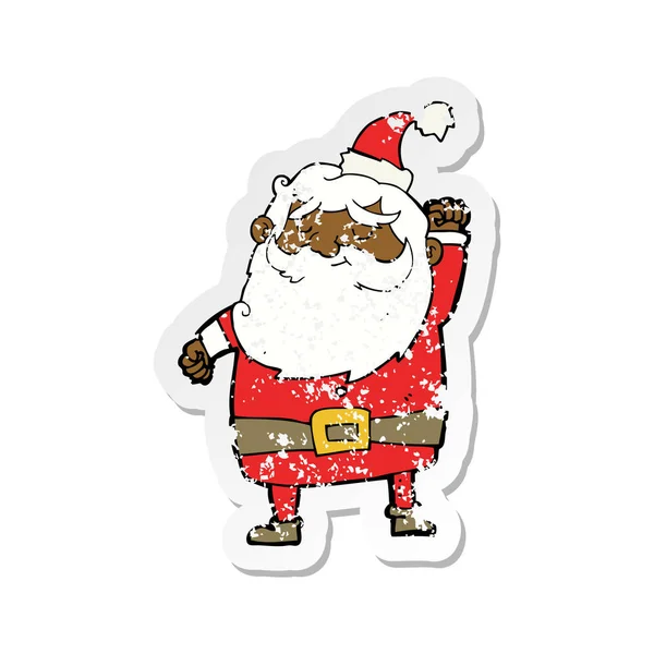 Ретро-стикер Санта-Клауса, пробивающий воздух — стоковый вектор