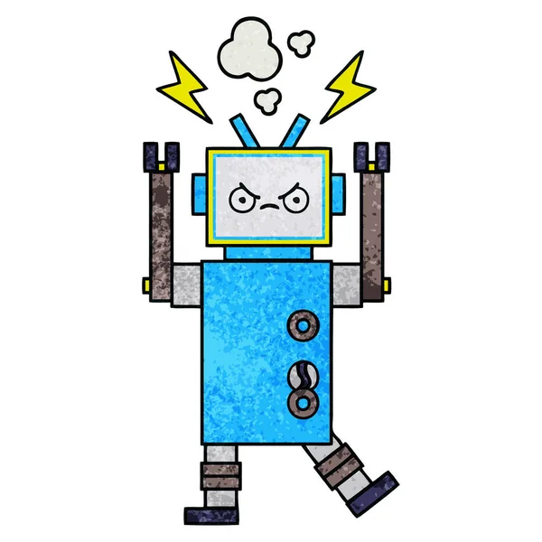 Retro Grunge Textur Cartoon Roboter — Stockvektor