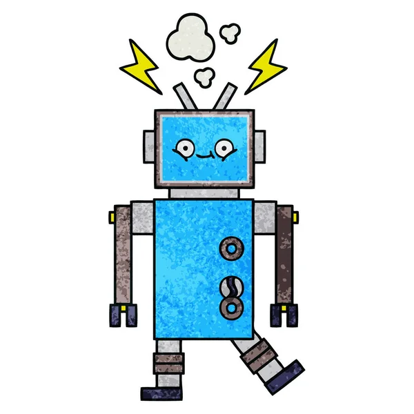 Retro grunge doku karikatür robot dans — Stok Vektör
