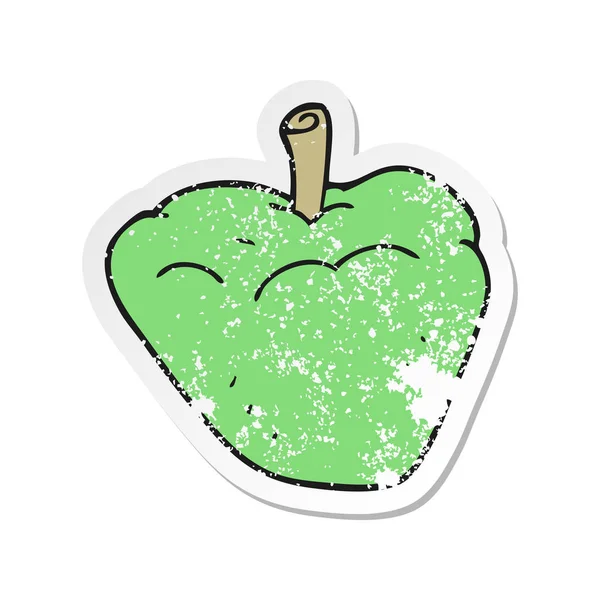 Ретро стресова наклейка з мультфільму органічного яблука — стоковий вектор