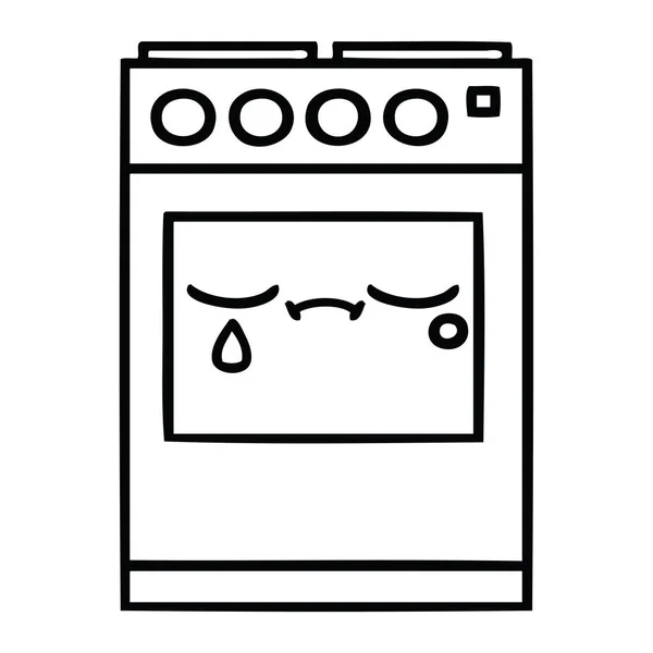 Lijntekening Cartoon Van Een Keuken Oven — Stockvector