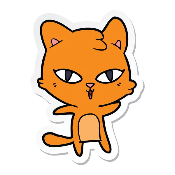 Sticker van een cartoon kat — Stockvector