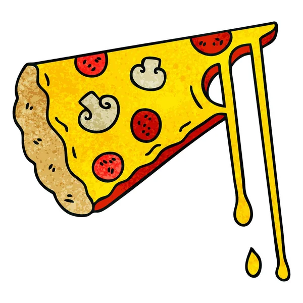 Dibujado Mano Peculiar Dibujos Animados Pizza Cursi — Vector de stock