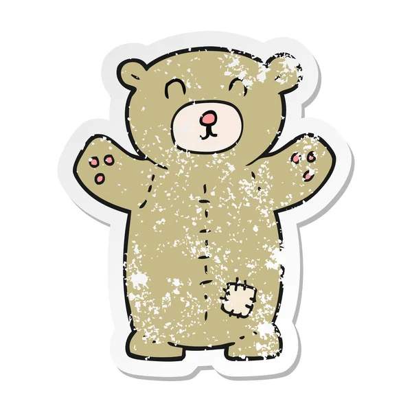 Adesivo Angustiado Retro Urso Pelúcia Dos Desenhos Animados — Vetor de Stock
