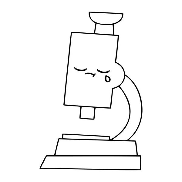 Line Drawing Cartoon Microscope — Stock Vector