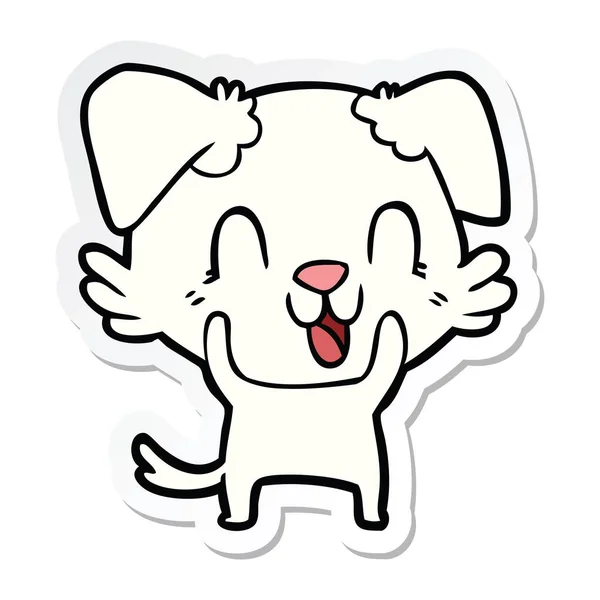 Sticker of a laughing cartoon dog — Stock Vector