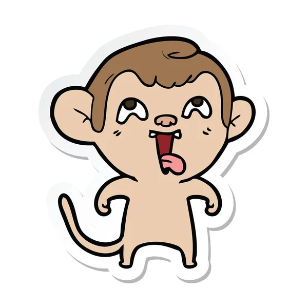 Aufkleber eines verrückten Cartoon-Affen — Stockvektor