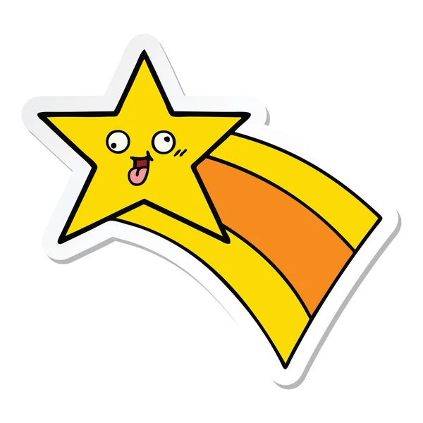 Gökkuşağı Yıldız Çekim Bir Sevimli Çizgi Etiket — Stok Vektör