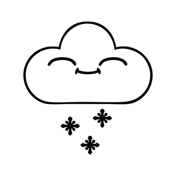 Desenho Linha Desenho Animado Uma Nuvem Neve —  Vetores de Stock