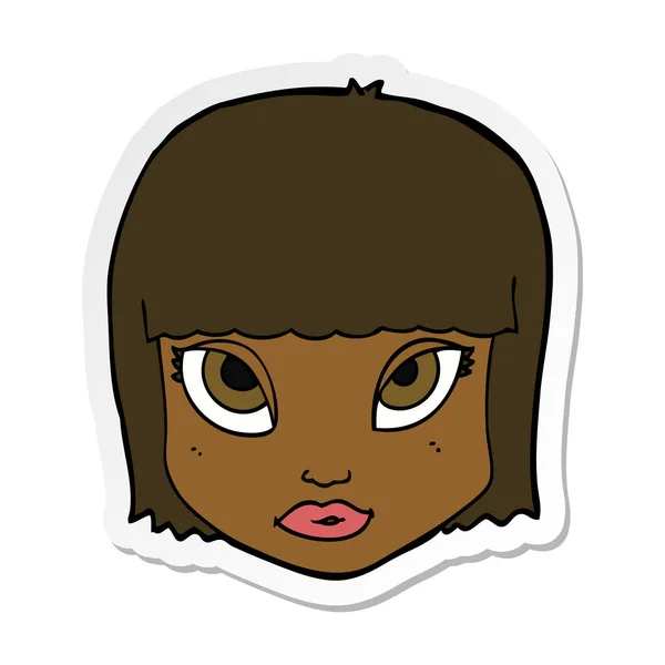 Sticker van het vrouwelijke gezicht van een cartoon — Stockvector