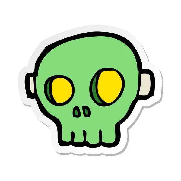 Sticker Van Een Cartoon Spooky Schedel Masker — Stockvector