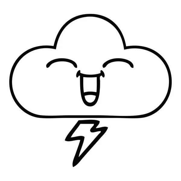 Línea dibujo dibujos animados tormenta nube — Archivo Imágenes Vectoriales