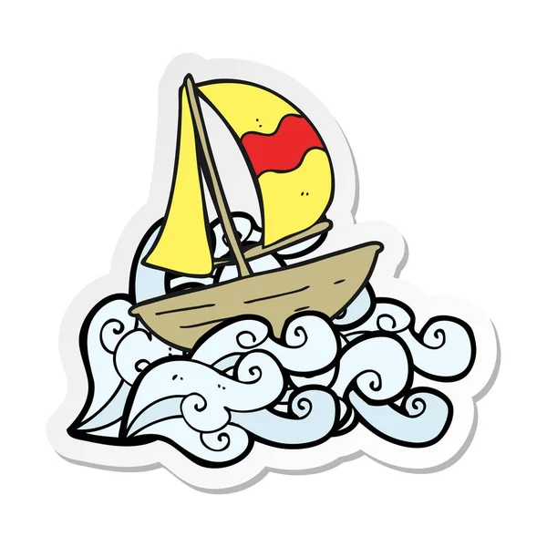 Sticker Van Een Cartoon Zeil Schip — Stockvector