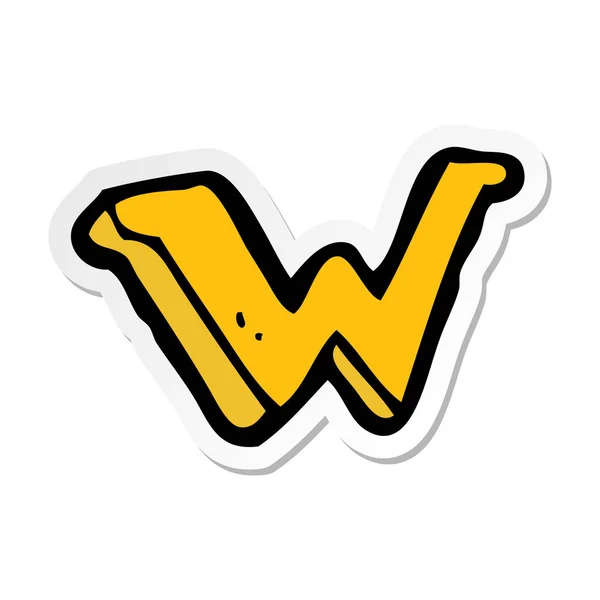Sticker van een cartoon letter W — Stockvector