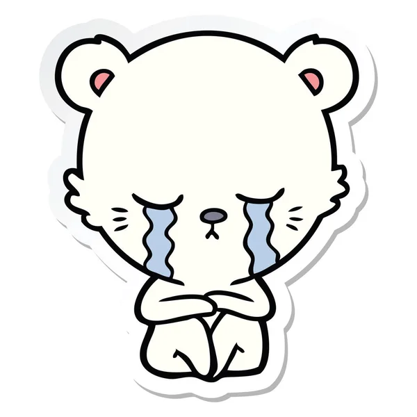 Adesivo di un cartone animato piangendo orso polare — Vettoriale Stock