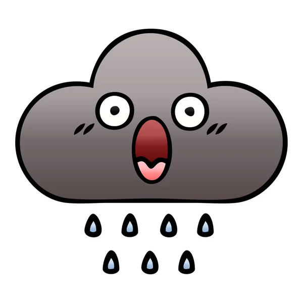 그라데이션 음영된 만화 폭풍 비 구름 — 스톡 벡터