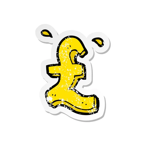 Retro distressed sticker of a cartoon pound symbol — Stock Vector