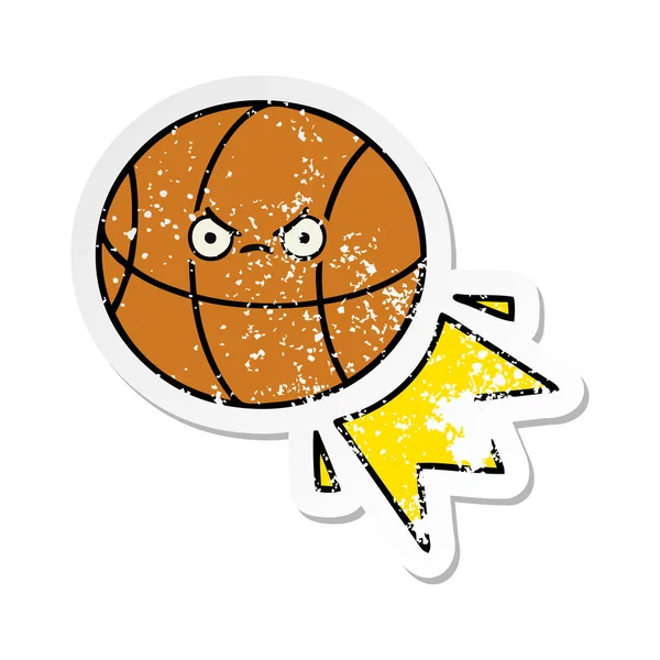 Sevimli çizgi basketbol sıkıntılı etiket — Stok Vektör