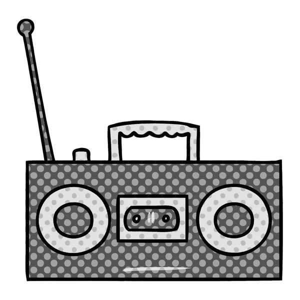 Cartoon doodle of a retro cassette player — Stock Vector