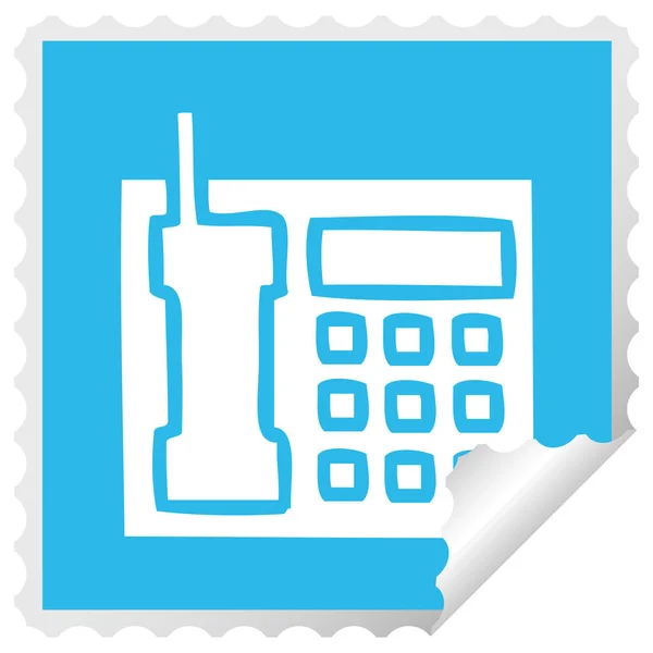 Square Peeling Sticker Cartoon Telephone — Stock Vector