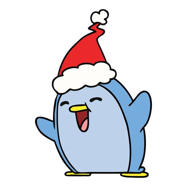 Weihnachtscartoon von kawaii-pinguin — Stockvektor