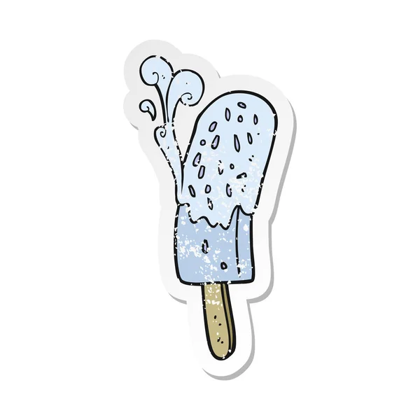 Retro distressed sticker of a cartoon ice lolly — Stock Vector