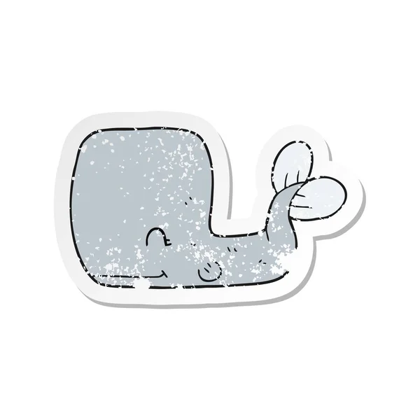 Autocollant de détresse rétro d'une baleine heureuse dessin animé — Image vectorielle