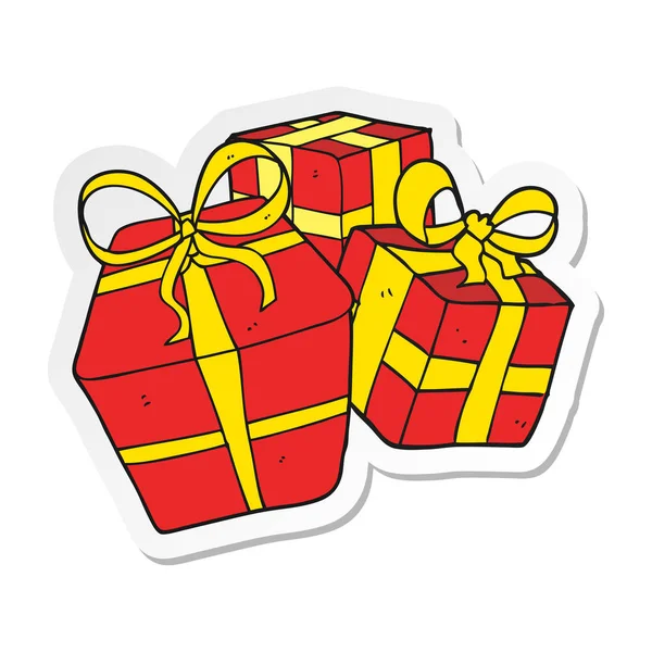 Sticker of a cartoon wrapped present — Stock Vector