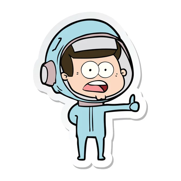 stock vector sticker of a cartoon surprised astronaut