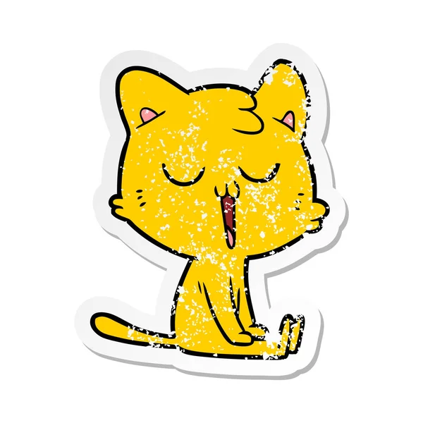 Αναξιοπαθούντα Αυτοκόλλητο Ένα Τραγούδι Γάτα Γελοιογραφία — Διανυσματικό Αρχείο