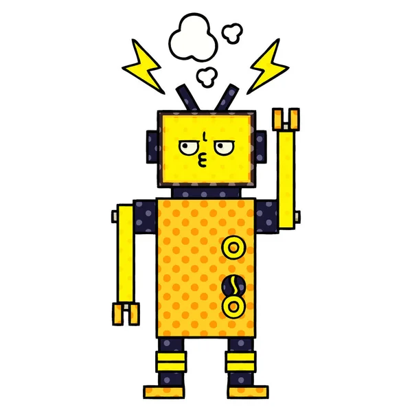 Banda Desenhada Estilo Quadrinhos Robô Com Defeito — Vetor de Stock