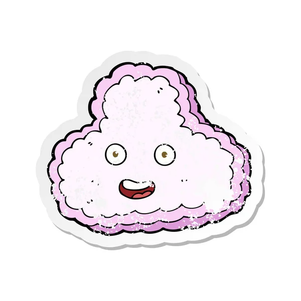 Retro distressed sticker of a cartoon happy pink cloud — Stock Vector