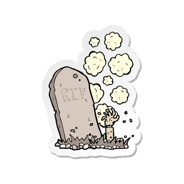 Sticker van een cartoon zombie stijgen van graf — Stockvector