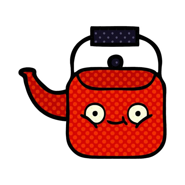 Comic Book Style Cartoon Kettle — Stock Vector