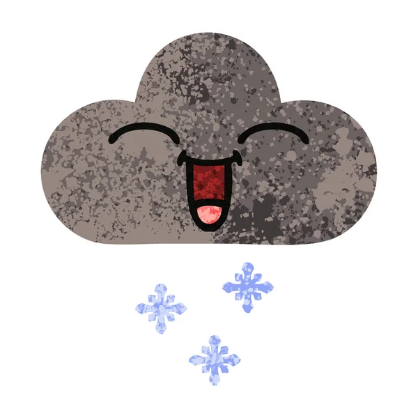 Retro afbeelding stijl cartoon-onweerswolk sneeuw — Stockvector