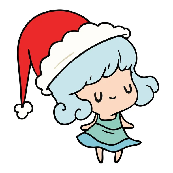 Karácsonyi rajzfilm kawaii lány — Stock Vector